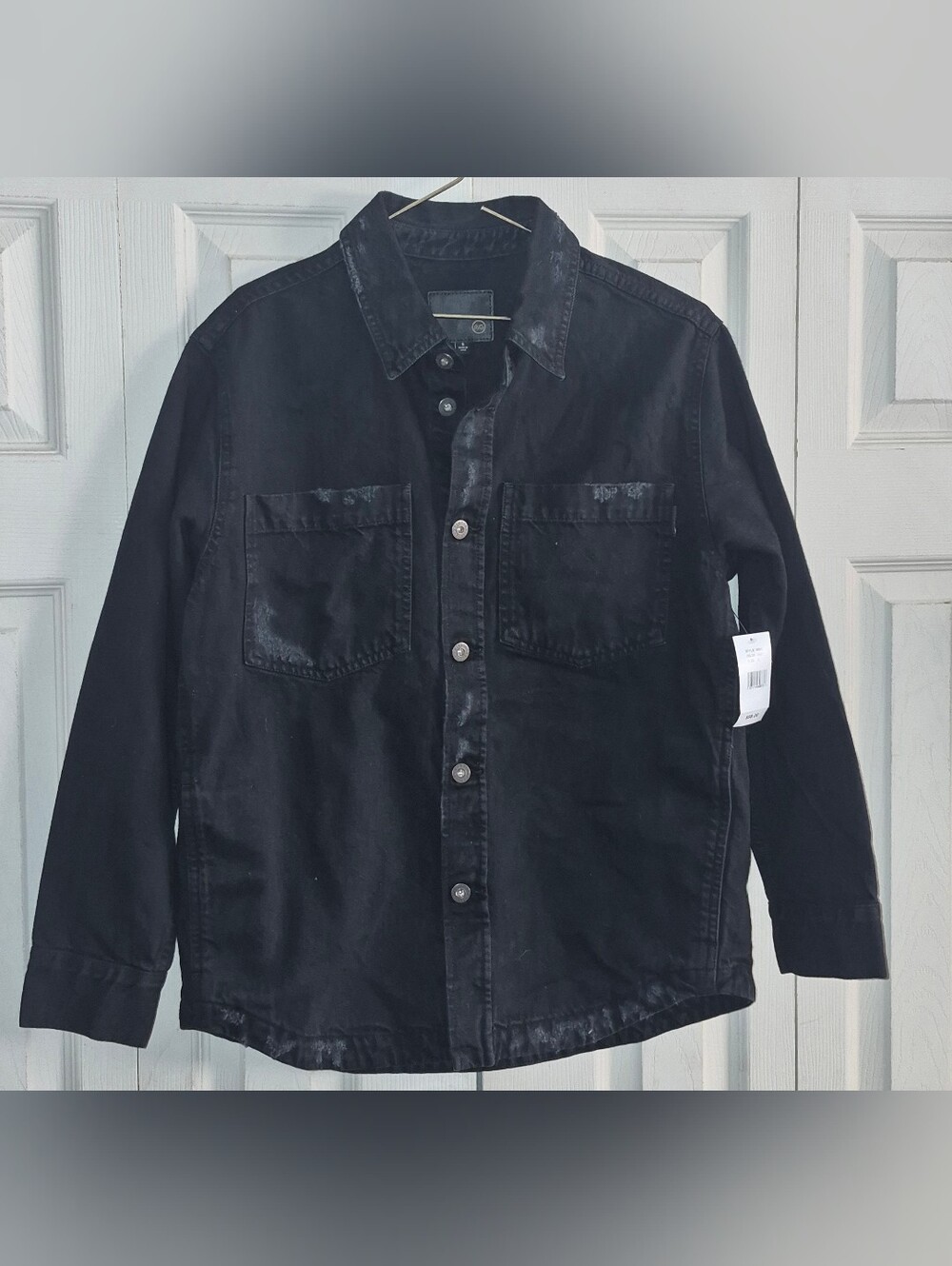 Ag Adriano Goldschmied Black Button-Front Shirt Jacket